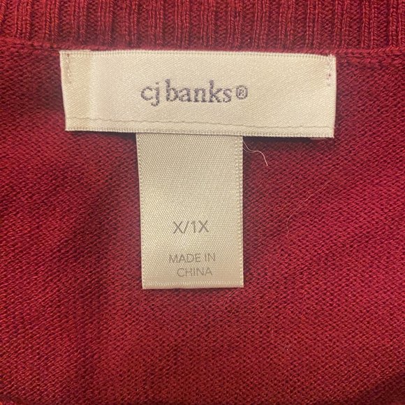 C J Banks Red Crew Neck Poncho, Size X/!X - Picture 3 of 3